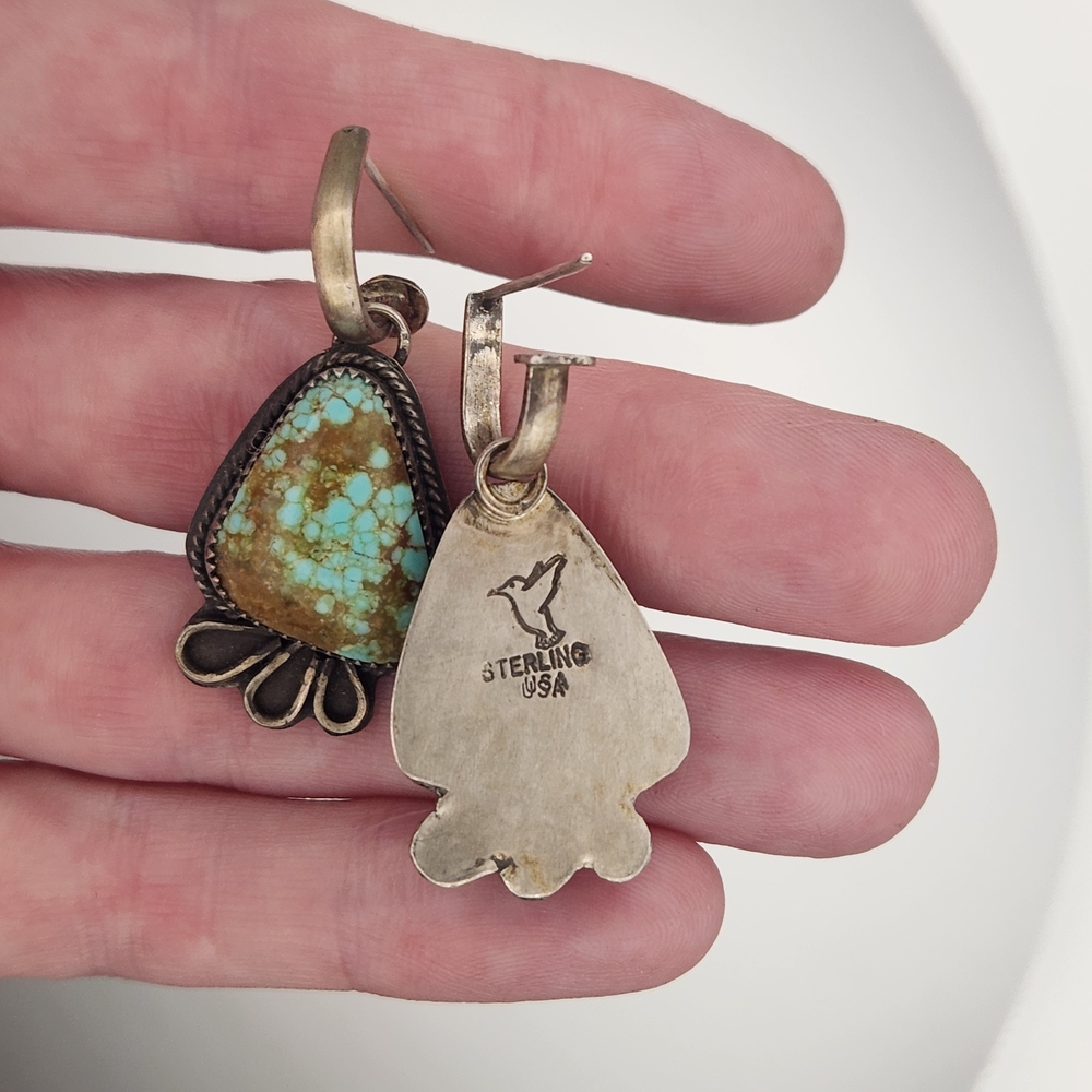 Number #8 Turquoise Sterling Silver earrings - Picture 5 of 6